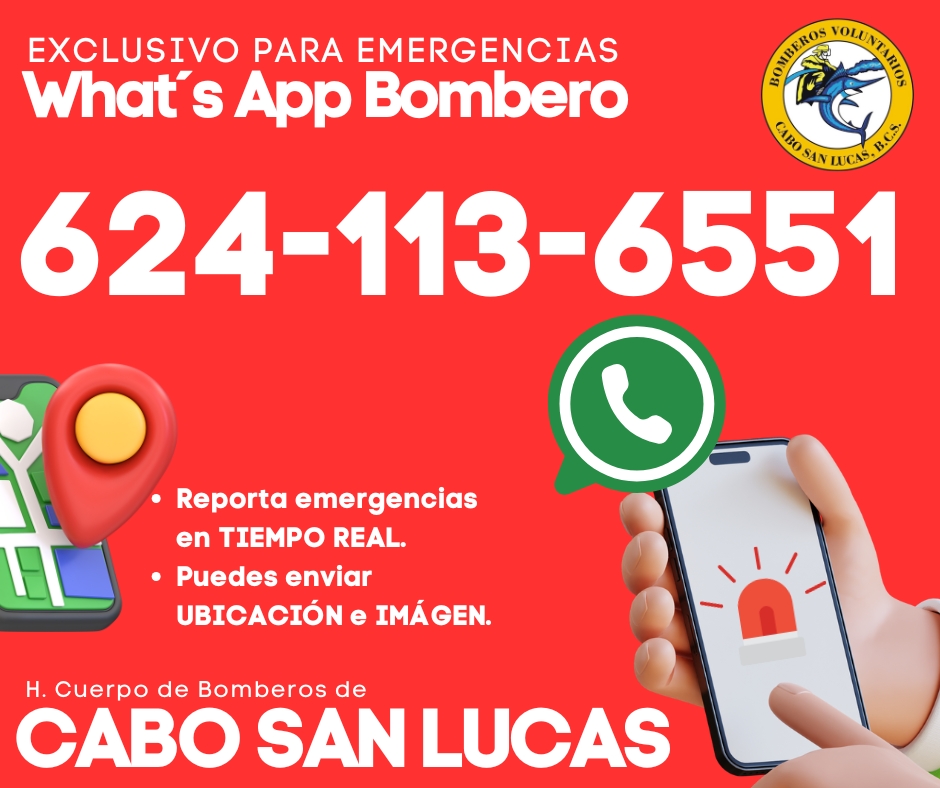 Whatsapp de Bomberos Cabo San Lucas